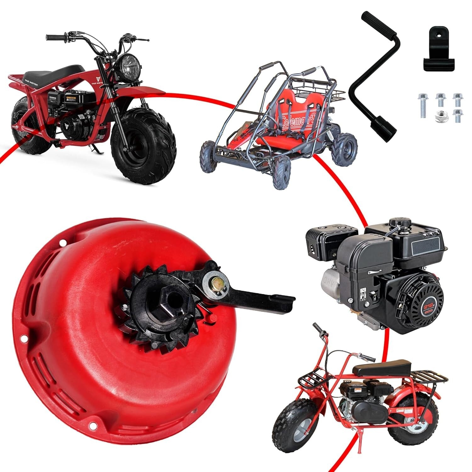 Durable Quick Start Recoil Starter Assembly - Predator 212 & Coleman Mini Bikes