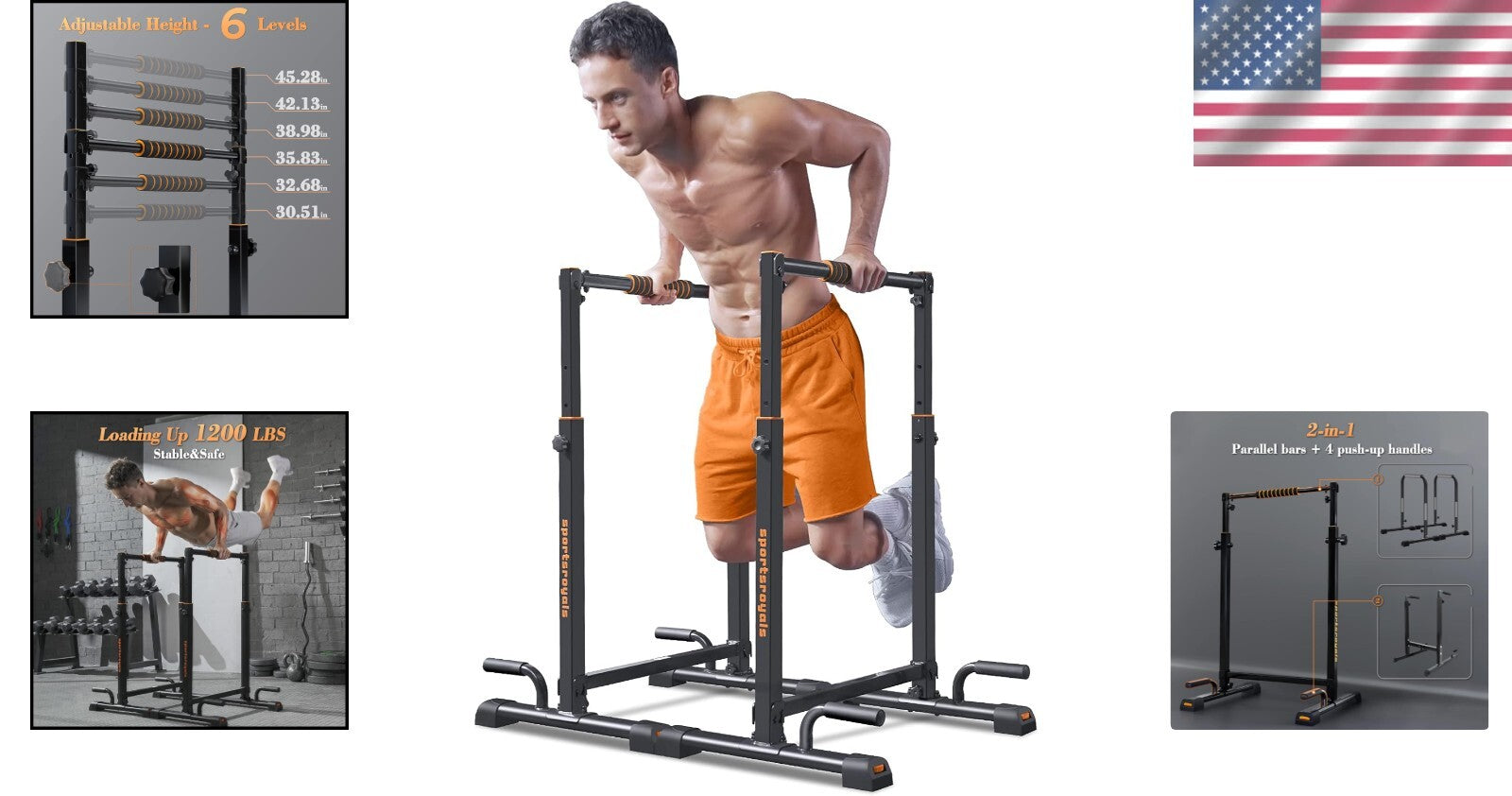 Compact Adjustable Dip Bars with Lifetime Service - Ideal for Home Workouts