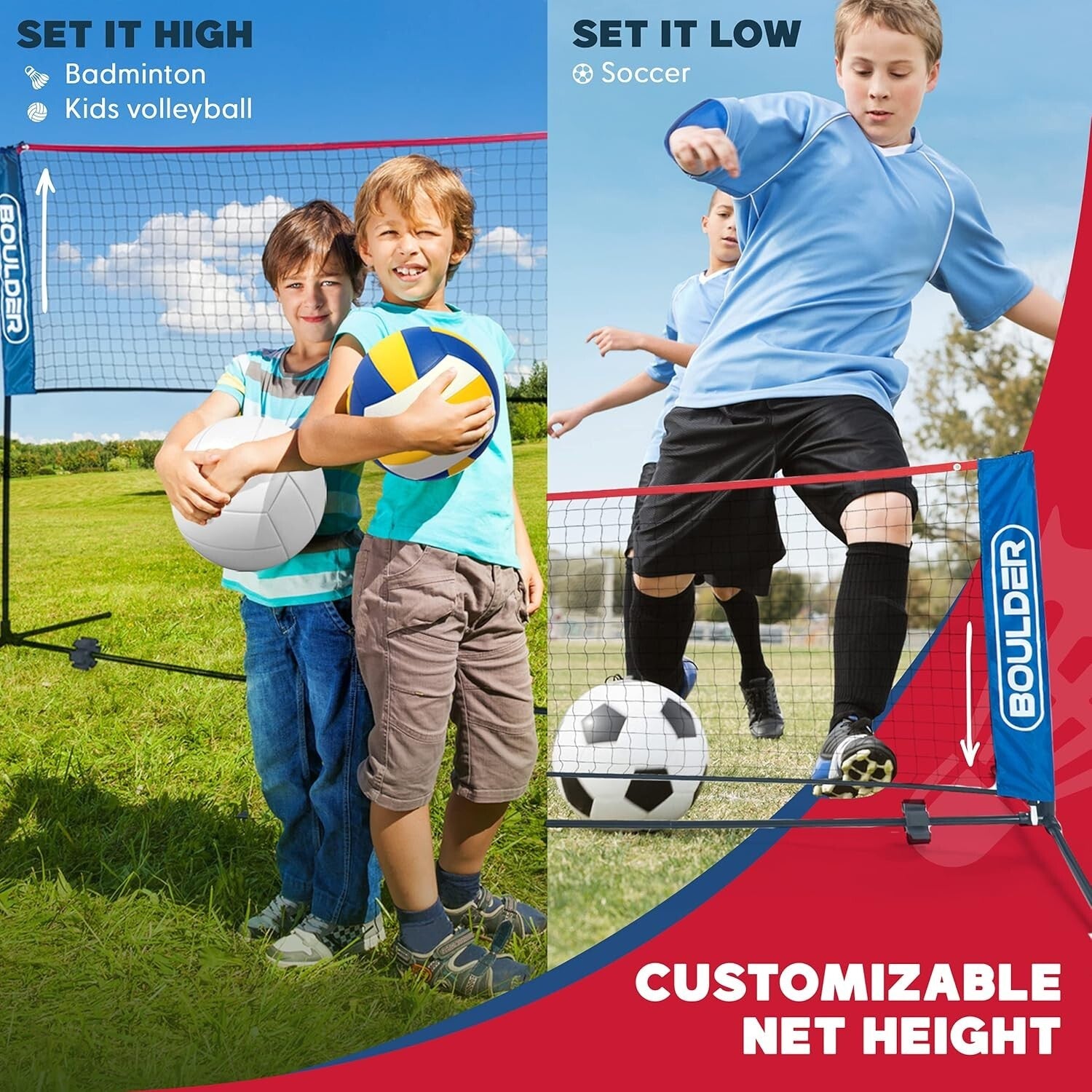Adjustable Portable Net for Badminton, Tennis & Soccer - Quick Setup Anytime