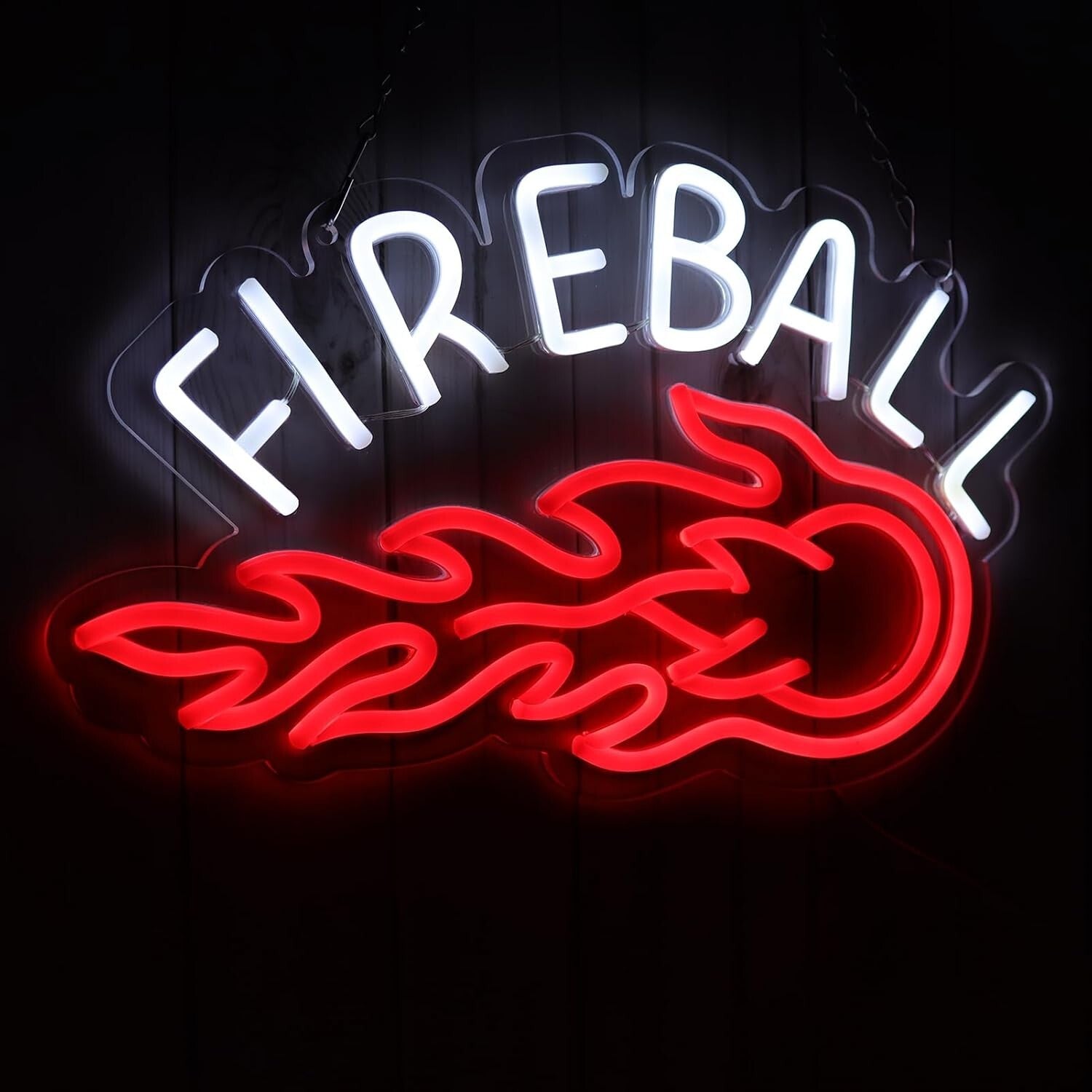 Classic FIREBALL Whiskey Neon Light - Decorative Bar Sign for Home & Office
