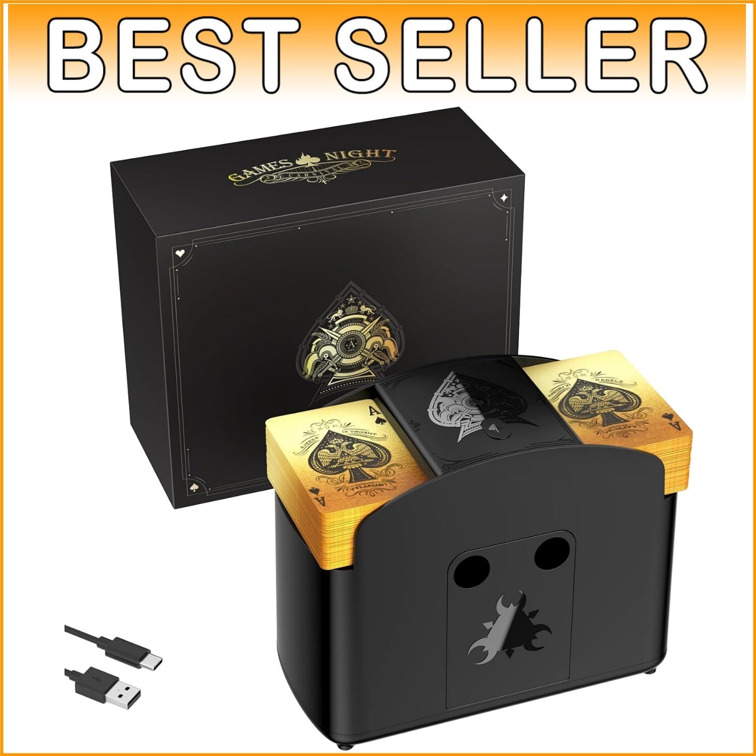 Fully Automatic USB/Battery Card Shuffler for UNO, Poker & Blackjack - Low Noise