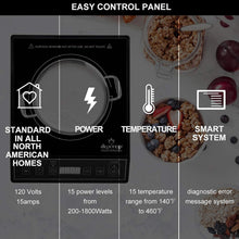 Load image into Gallery viewer, Versatile Black Induction Burner - 15 Power Levels, Easy Clean-Up, ETL Listed