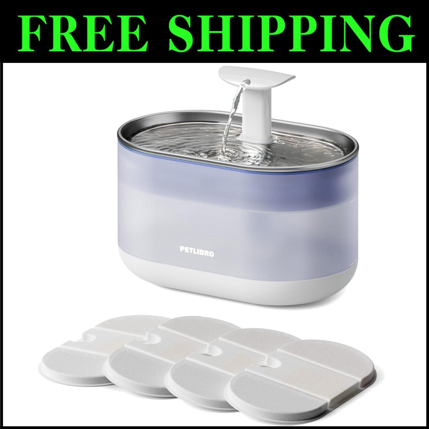 Ultra Quiet 2.1L Pet Water Fountain - Stainless Steel & Emergency Water Storage