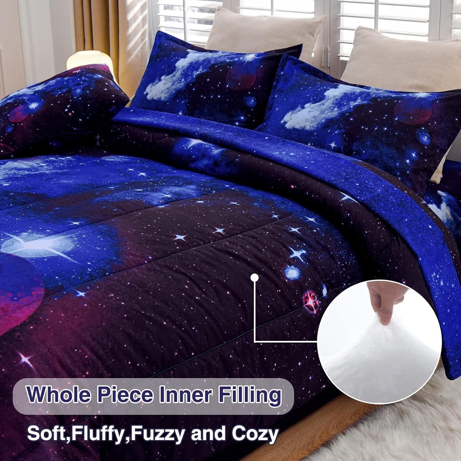 3D Galaxy Print Bedding Set: 6-Piece Comforter & Sheet Set for Boys and Girls