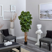 Load image into Gallery viewer, Premium 72 Inch Fiddle Leaf Fig Plant - Realistic Green Indoor Decoration