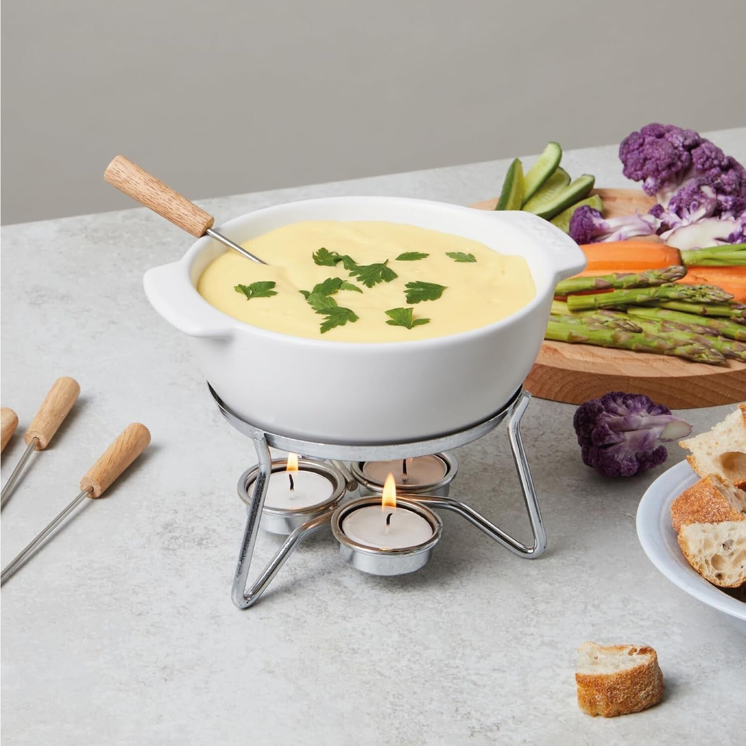 Elegant Microwave Safe Cheese Fondue Set for 2-4 Persons - Perfect for Parties