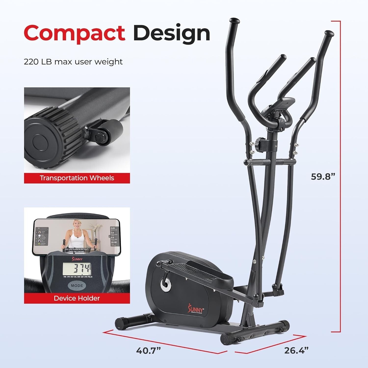 Compact Full-Body Elliptical Cross Trainer - Whisper Quiet with Digital Tracking