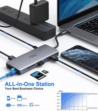 Load image into Gallery viewer, Versatile USB-C Hub with Triple Display &amp; Rapid Charging for Modern Laptops