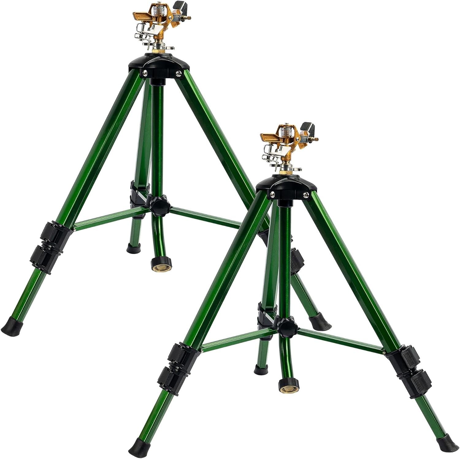Adjustable Tripod Impact Sprinklers with Brass Head - 2-Pack Lawn & Garden Boost