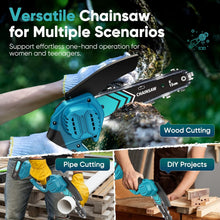 Load image into Gallery viewer, Lightweight Mini Chainsaw Kit - 6-Inch Cordless Power with Gloves and Goggles