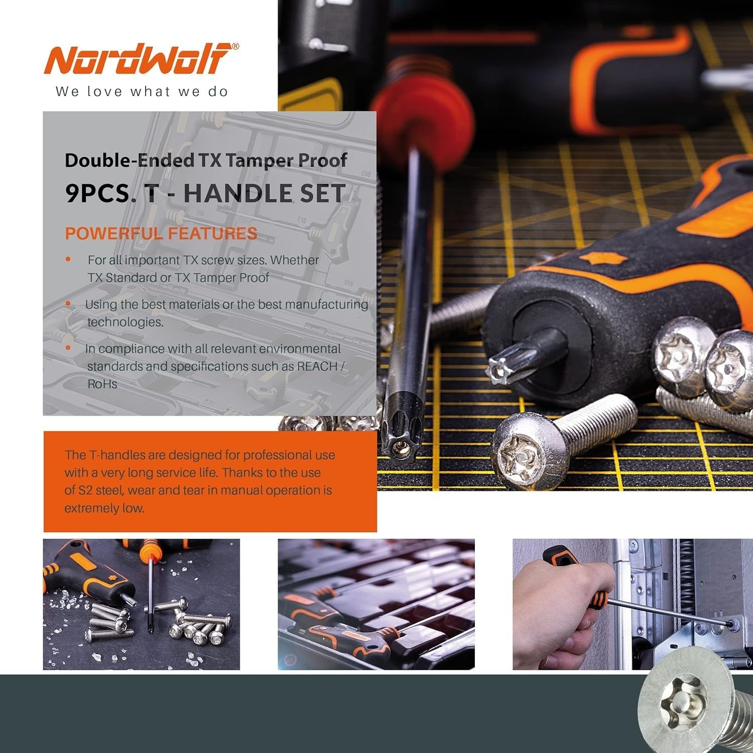 Durable T-handle Torx Wrench Set - Precision Cut Sizes T10 to T50 in Storage Box