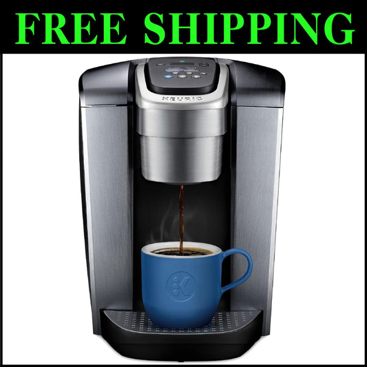 Brushed Silver Single Serve K-Cup Coffee Maker: Strength & Temperature Control