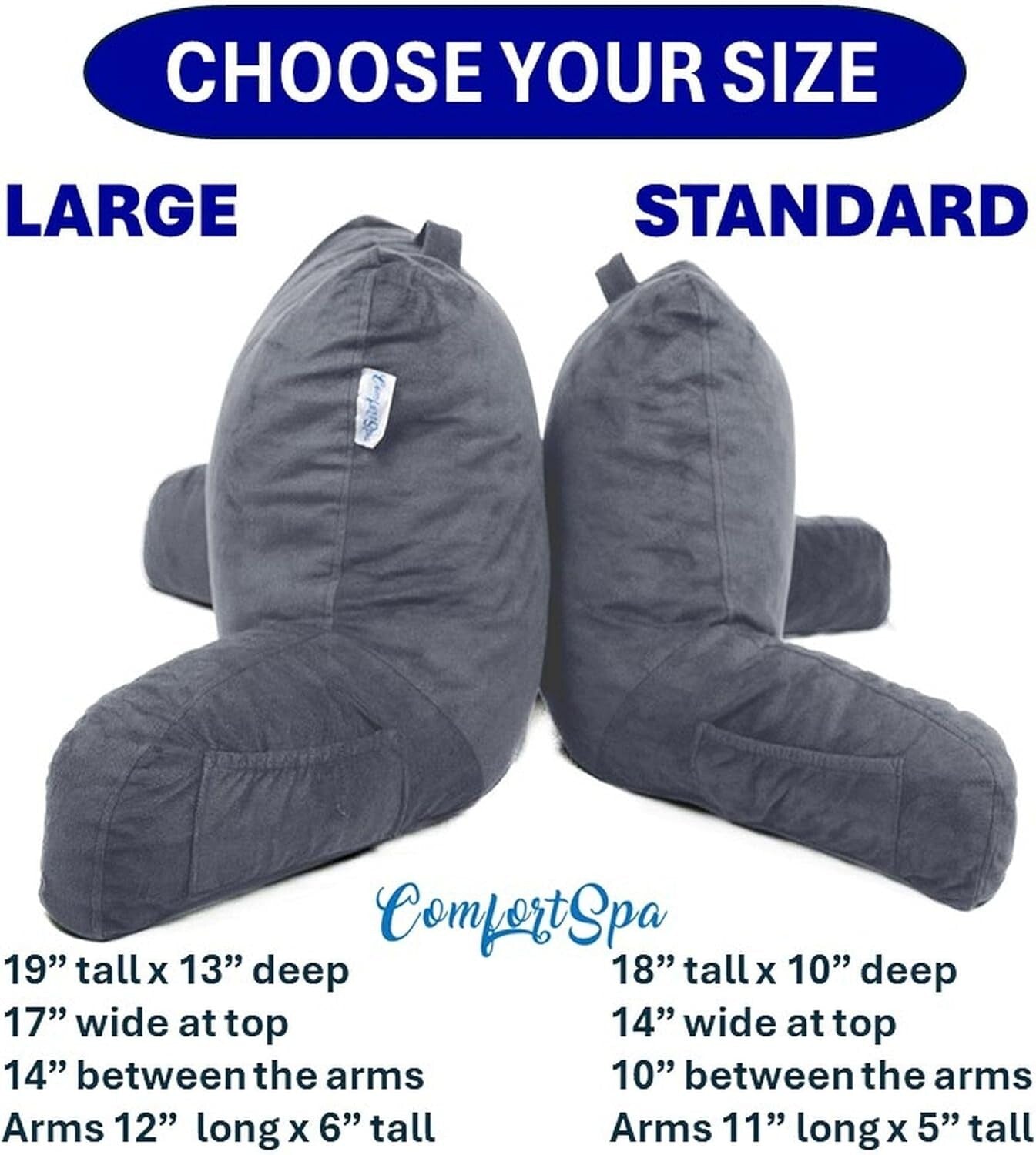 Breathable Backrest Pillow for Bed with Pockets - Perfect for Reading & Resting