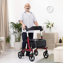 Load image into Gallery viewer, Lightweight Aluminum Rollator Walker for Seniors with Seat &amp; 8" Wheels - Red