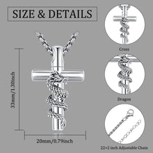 Load image into Gallery viewer, Elegant S925 Sterling Silver Dragon Cross Urn Necklace for Ashes Keepsake