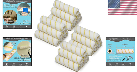 Professional-Grade 9 Inch Paint Roller Covers, 24 Pack - Shedless and Lint-Free