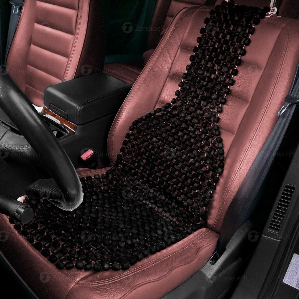 Washable Black Wood Bead Seat Cushions - Ideal for Cars and Office Chairs 2 Pack