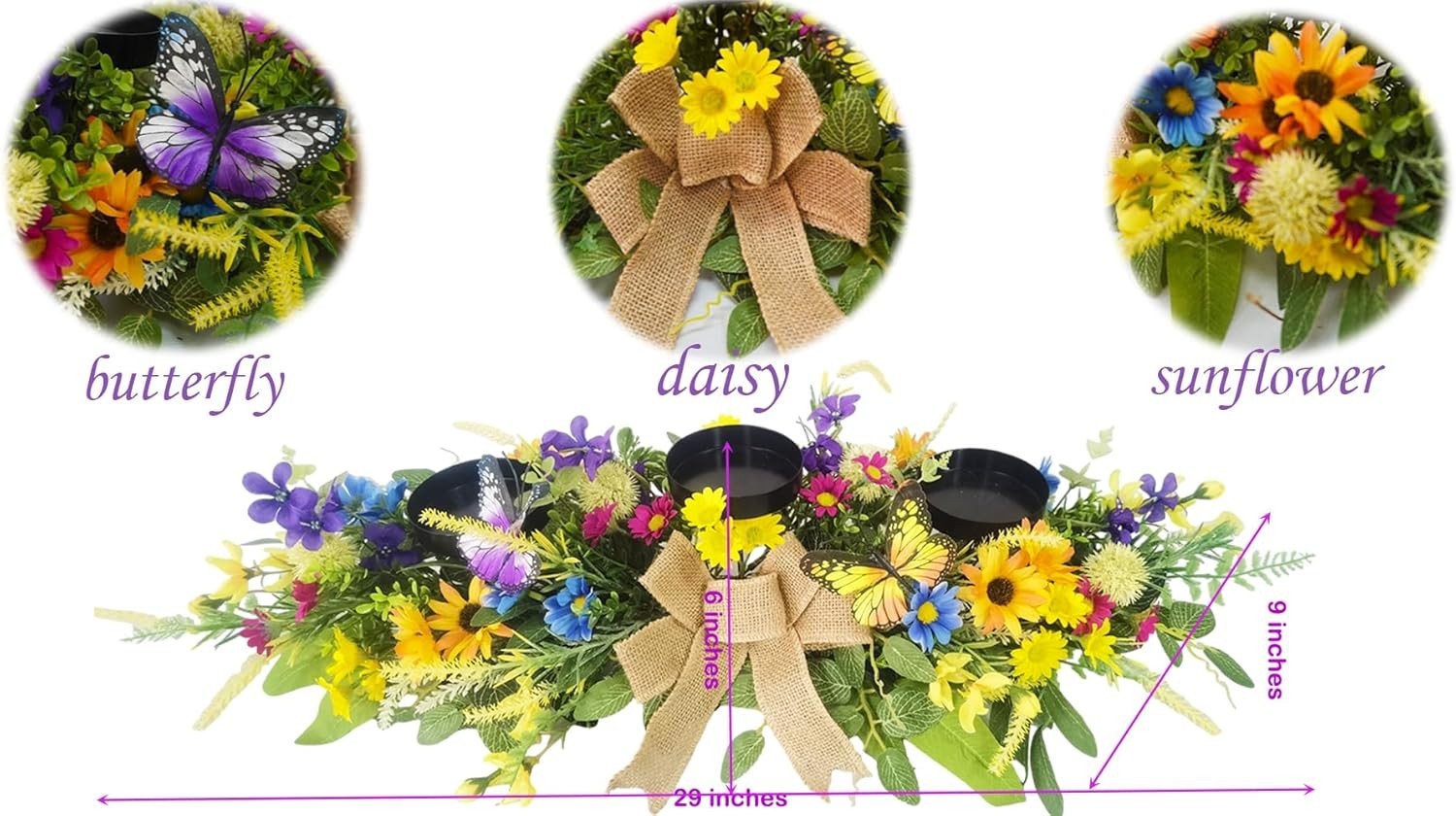 Versatile 3-Wick Candle Holder in Floral Design - Ideal for Spring Celebrations