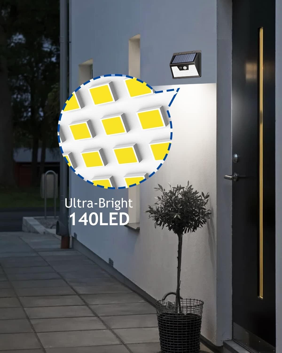 16 Pack Solar Powered Motion Sensor Lights, 140 LEDs - IP65 Waterproof Security