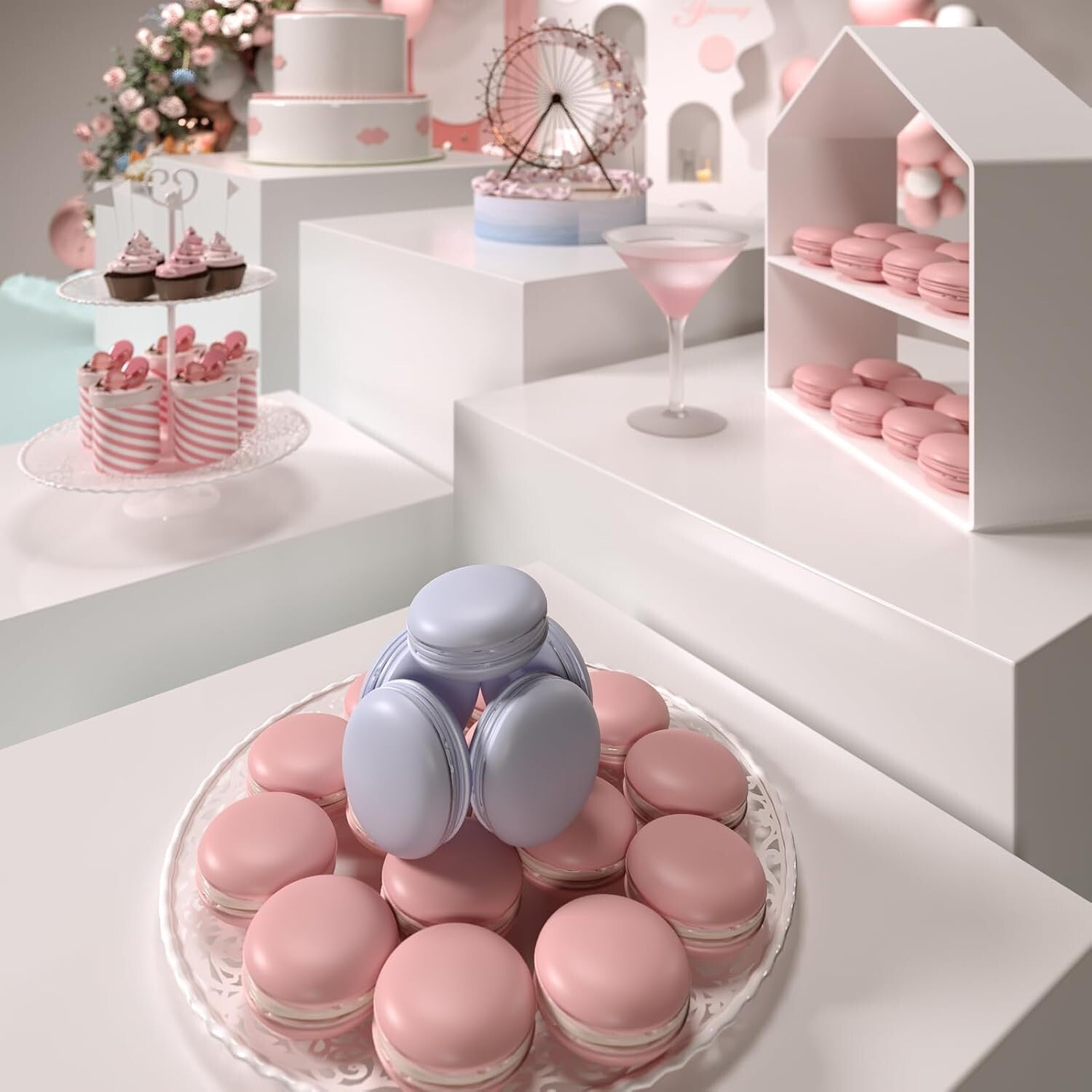 Elegant 3-Piece Buffet Risers Set - Glossy Acrylic Stands for Food & Displays