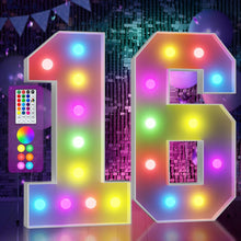 Load image into Gallery viewer, Interactive Colorful 16th Birthday Marquee Numbers - 4 Feet Large Display