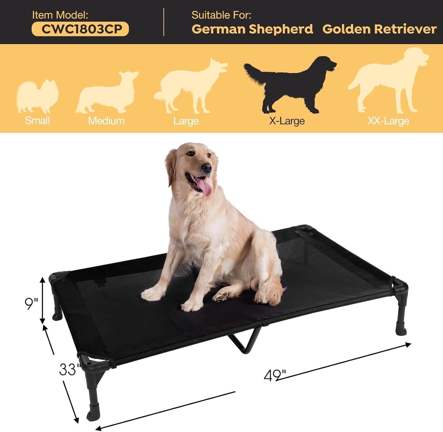 Cooling Elevated Dog Bed XL for Maximum Comfort - Easy Assembly & Travel Ready