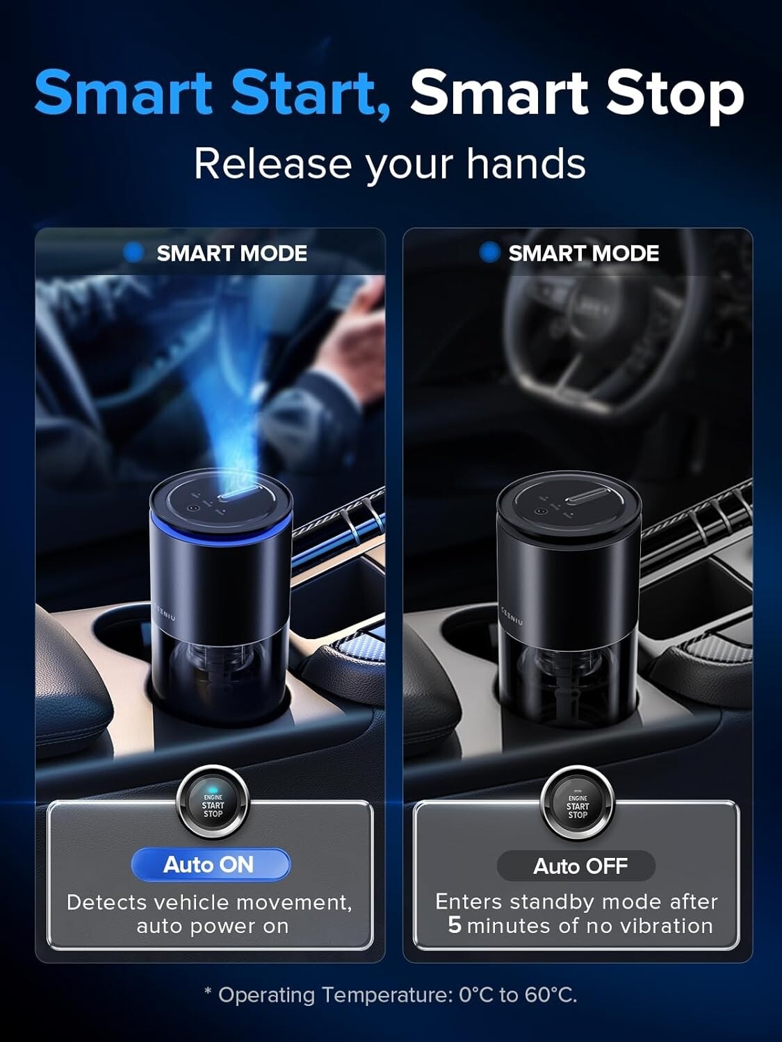 Luxury Battery-Powered Car Air Freshener with Adjustable Modes & Fountain Mist