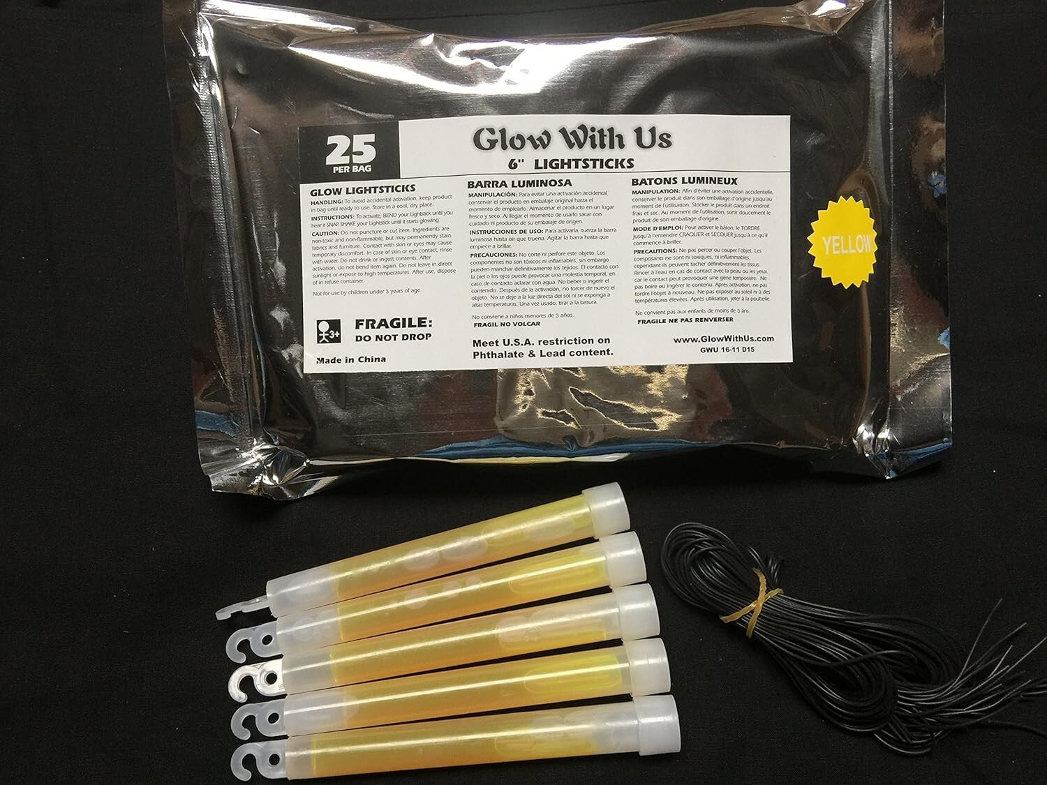 Illuminate Any Event with 100 Yellow Safety Glow Sticks - 3-Year Shelf Life