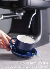 Load image into Gallery viewer, Set of 4 Stackable 4oz Espresso Cups with Saucers &amp; Stand - Navy Comfort