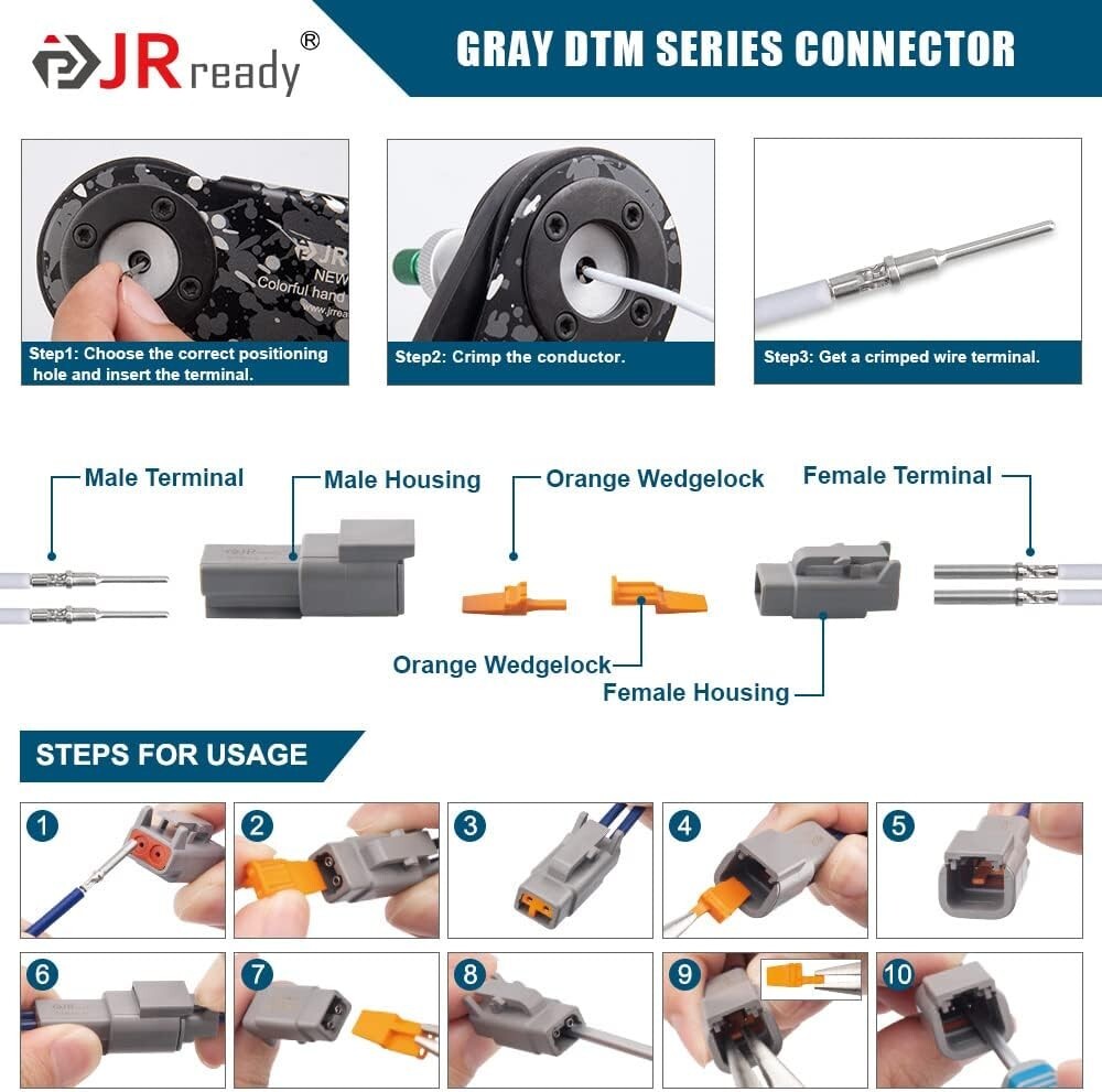 Durable Deutsch DTM Connector Set - 30 Waterproof Connections for Versatile Use