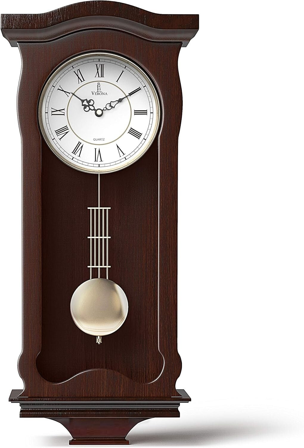 Classic Battery-Operated Pendulum Wall Clock - Silent & Decorative for Home