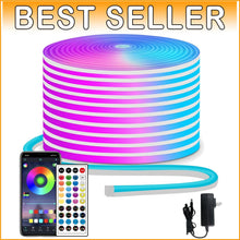 Load image into Gallery viewer, 50ft RGB Waterproof LED Neon Strip Lights with Remote &amp; App Control - 24V
