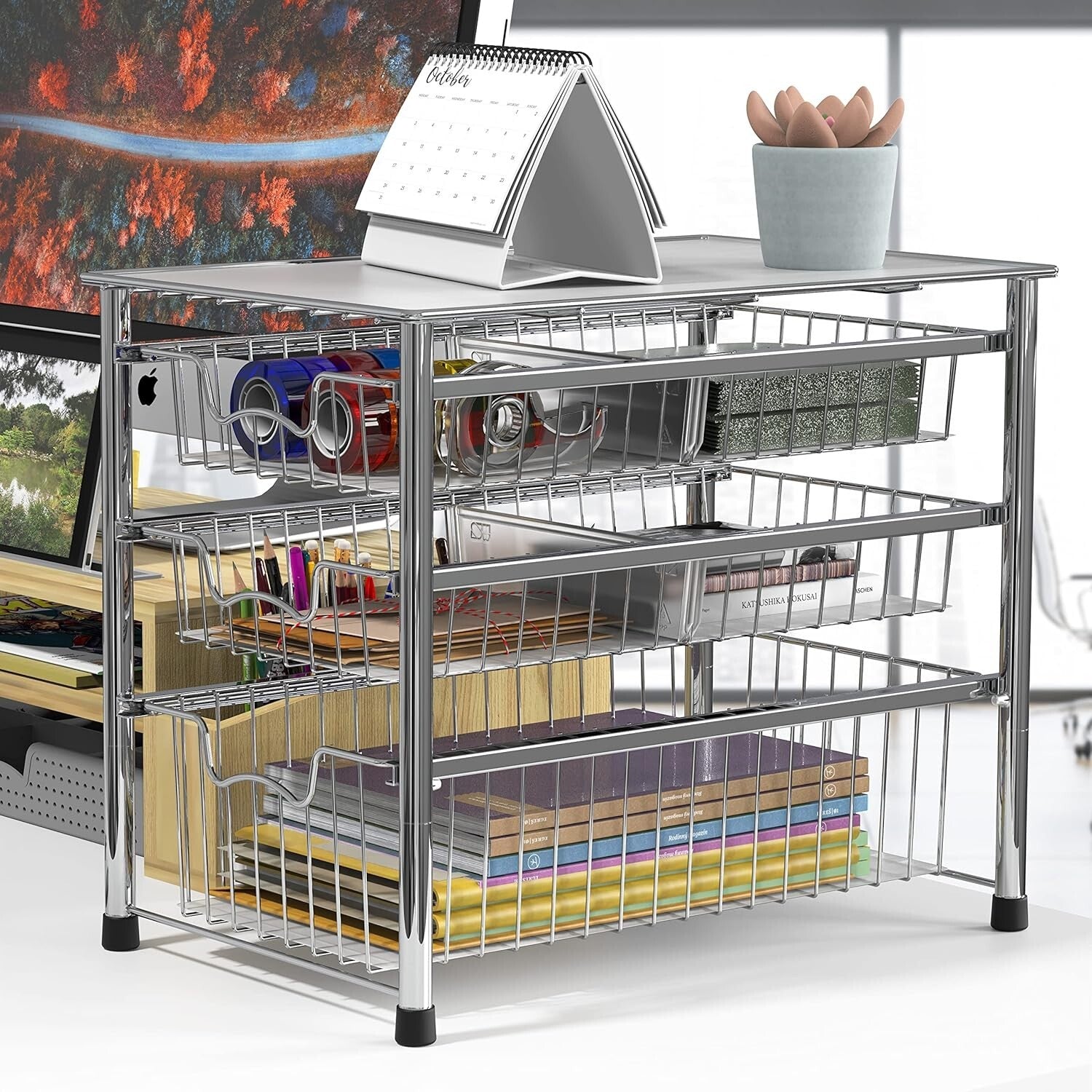 Elegant Metal 3-Tier Sliding Organizer with Chrome Finish for Sinks & Cabinets
