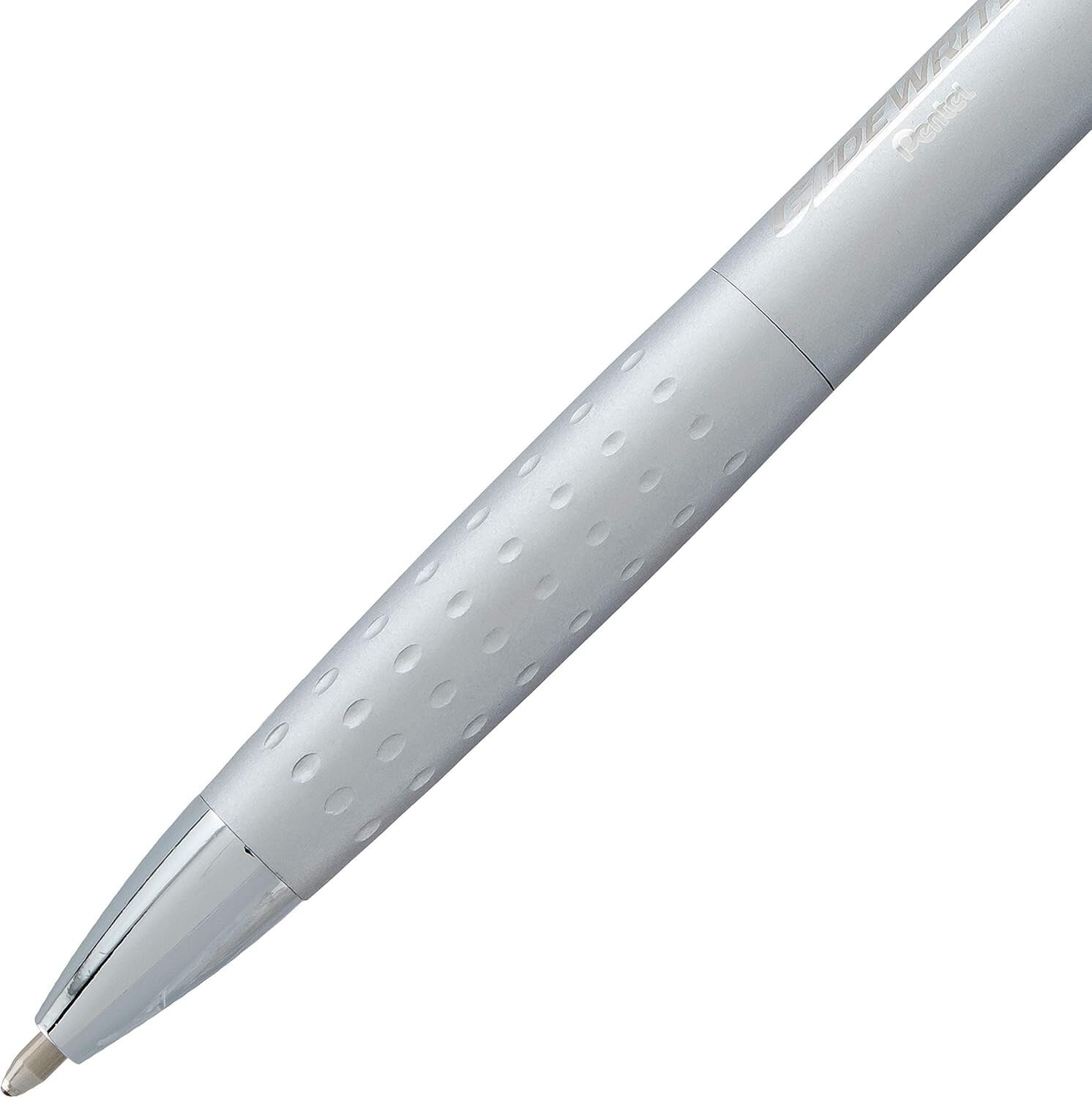 Comfort Grip Ballpoint Pen with TechniFLO Ink - 12 Silver Retractable Pens