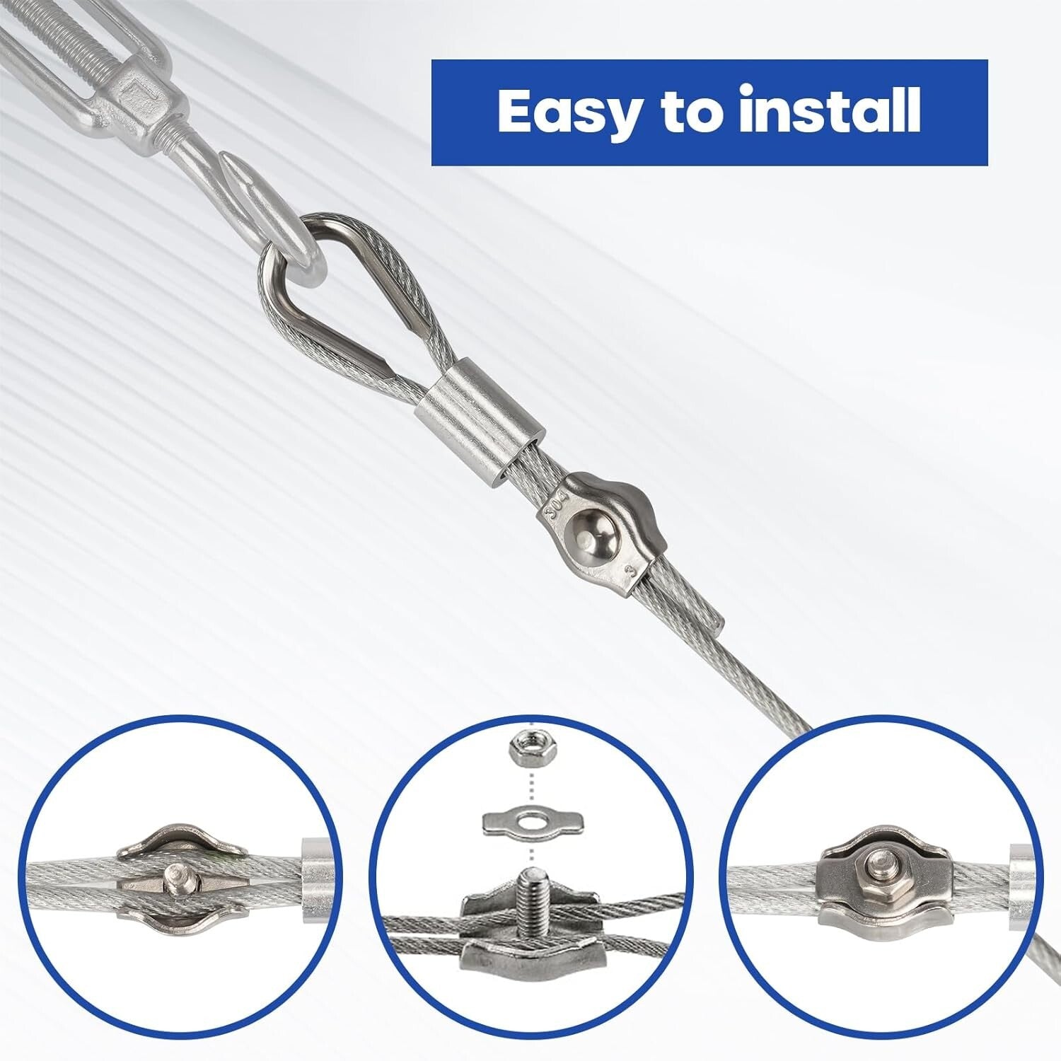 All-in-One Rectangle and Triangle Sun Shade Installation Kit with 5" Turnbuckles