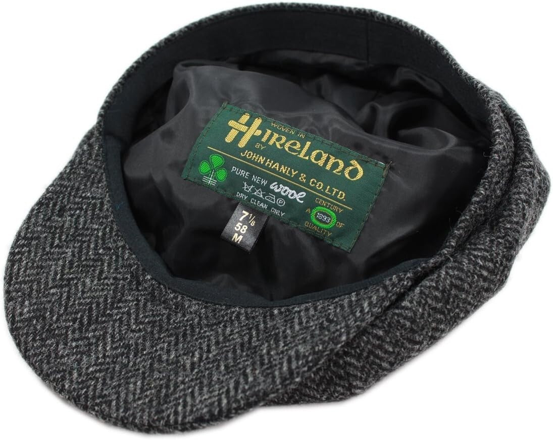 Luxurious Irish Wool Newsboy Cap - Herringbone Design, Ideal for Any Occasion