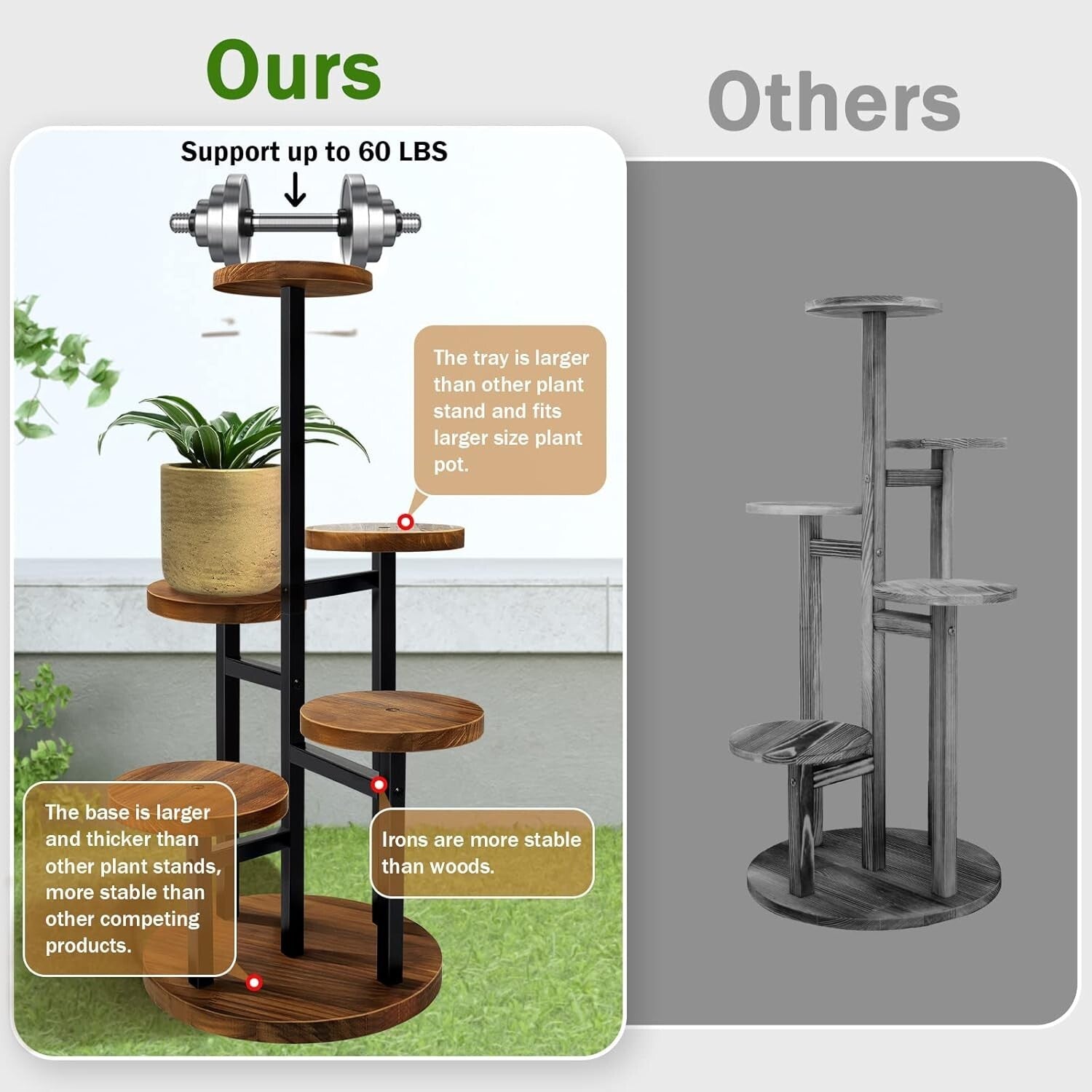 Durable 5-Tier Metal Plant Stand for Elegant Indoor Gardens & Outdoor Patios
