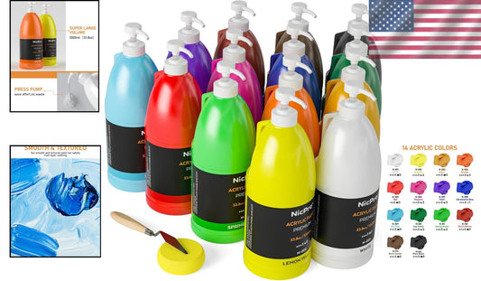 Artistic 14 Color Acrylic Paint Set – Smooth Texture, Perfect for Kids & Adults