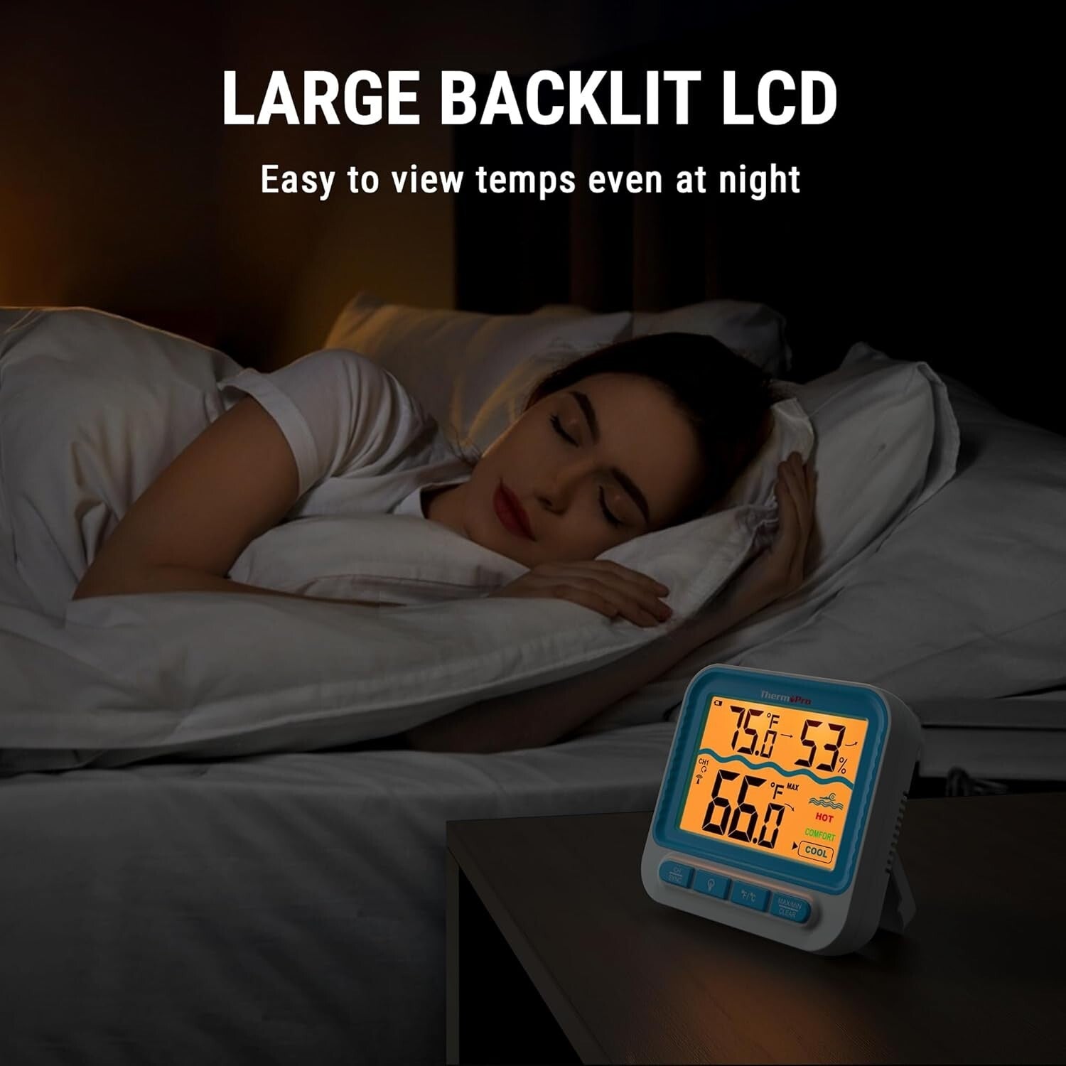 Backlit Waterproof Pool Thermometer Featuring 500FT Range & Auto-Paired Receiver