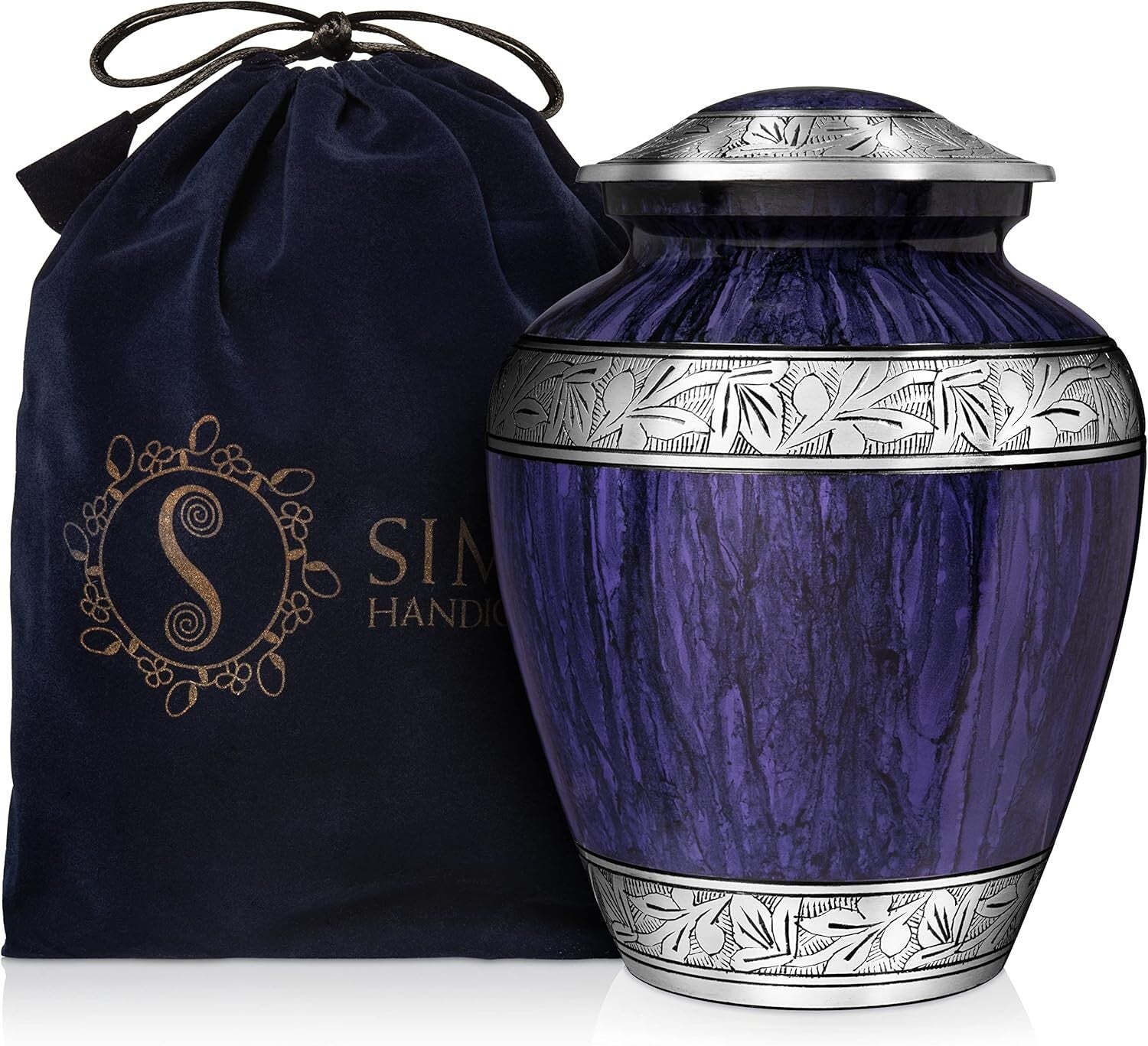 Durable 210 Cubic Inch Purple Urn for Human Ashes - Adult Memorial Container