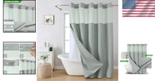 Load image into Gallery viewer, Luxurious Sage Green Shower Curtain with Linen Texture &amp; Snap-In Liner 71x80