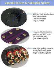Load image into Gallery viewer, HiFi RCA Switch Stereo Selector - 4 Sources to 1 Output with Gold Connectors