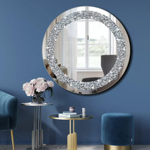 Load image into Gallery viewer, Stylish 20 Inch Round Mirror - Crystal Crush Bling for Bedroom and Living Room