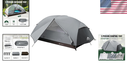 Durable 2-Person Camping Tent with 2 Doors – Easy Setup, All-Weather Protection