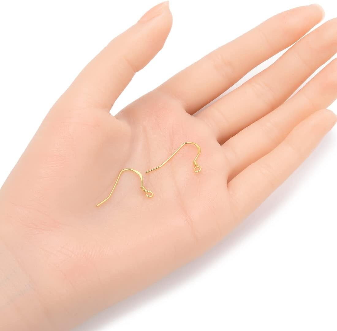 Elegant 18k Yellow Gold Plated Earring Hooks - 50pcs Heavy Duty Sterling Silver
