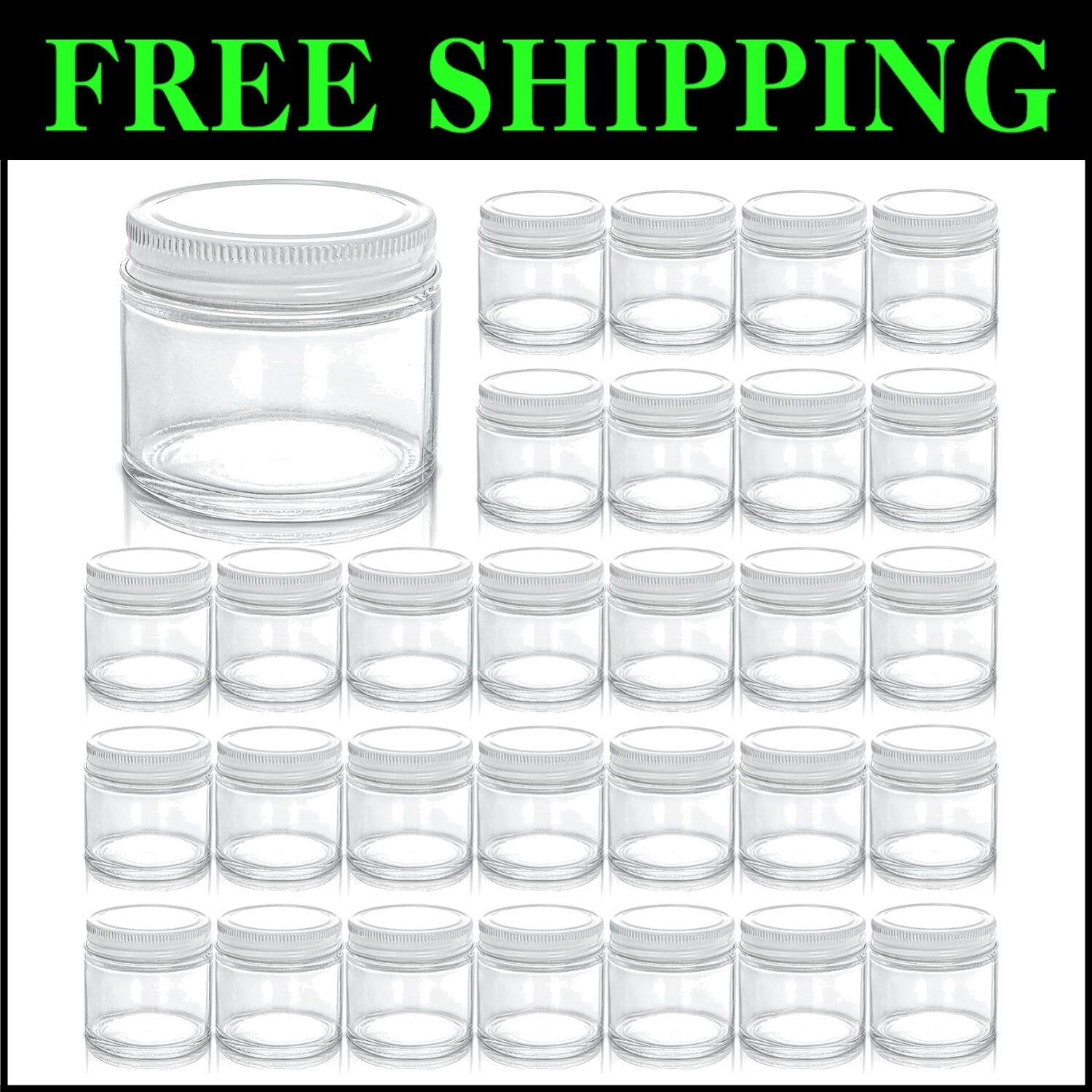 Portable 30-Pack Glass Jars with Airtight Lids & 2 Oz Capacity for DIY & Storage