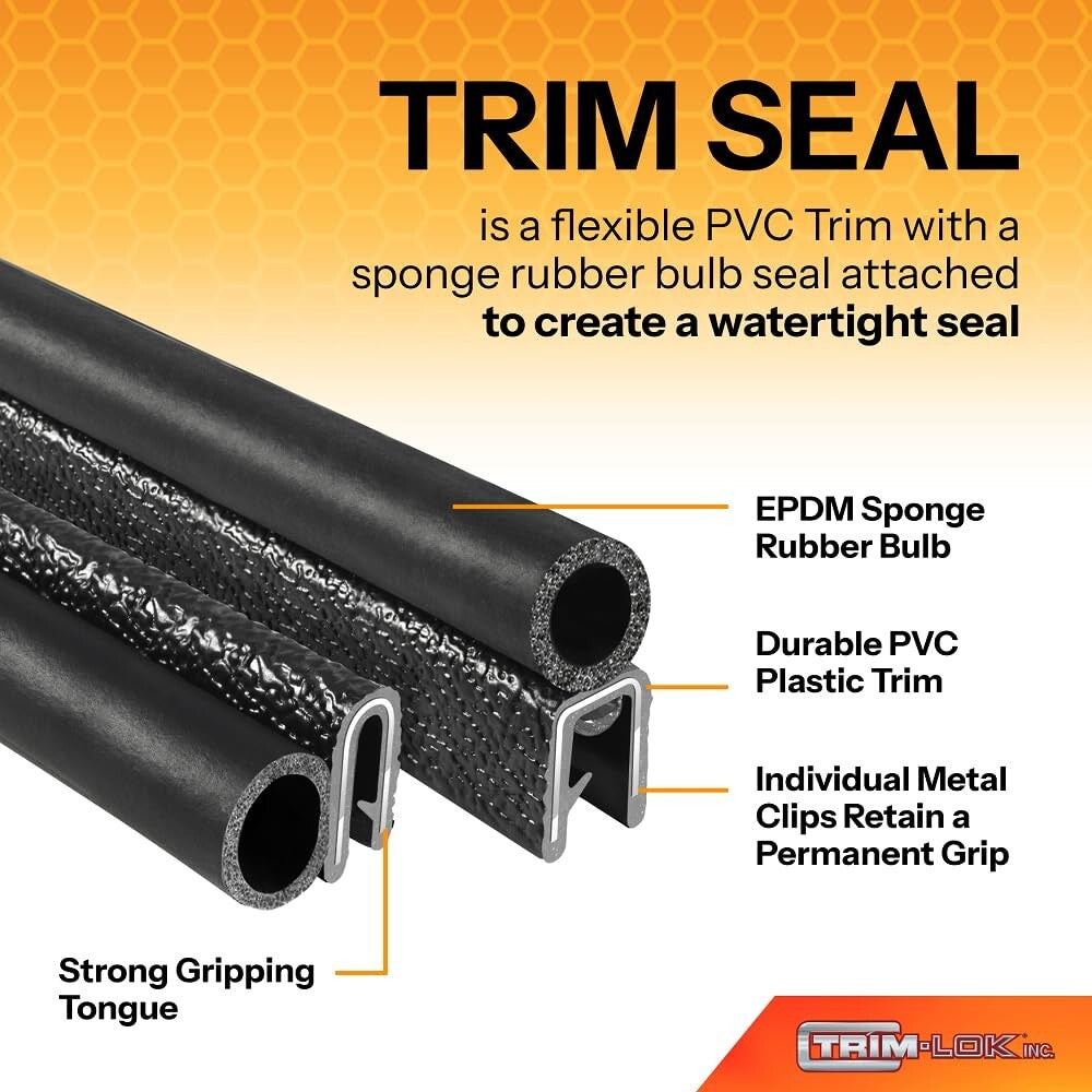 Flexible Trim Seal with Top Bulb – 25ft Weather-Resistant Seal for Cars & Boats