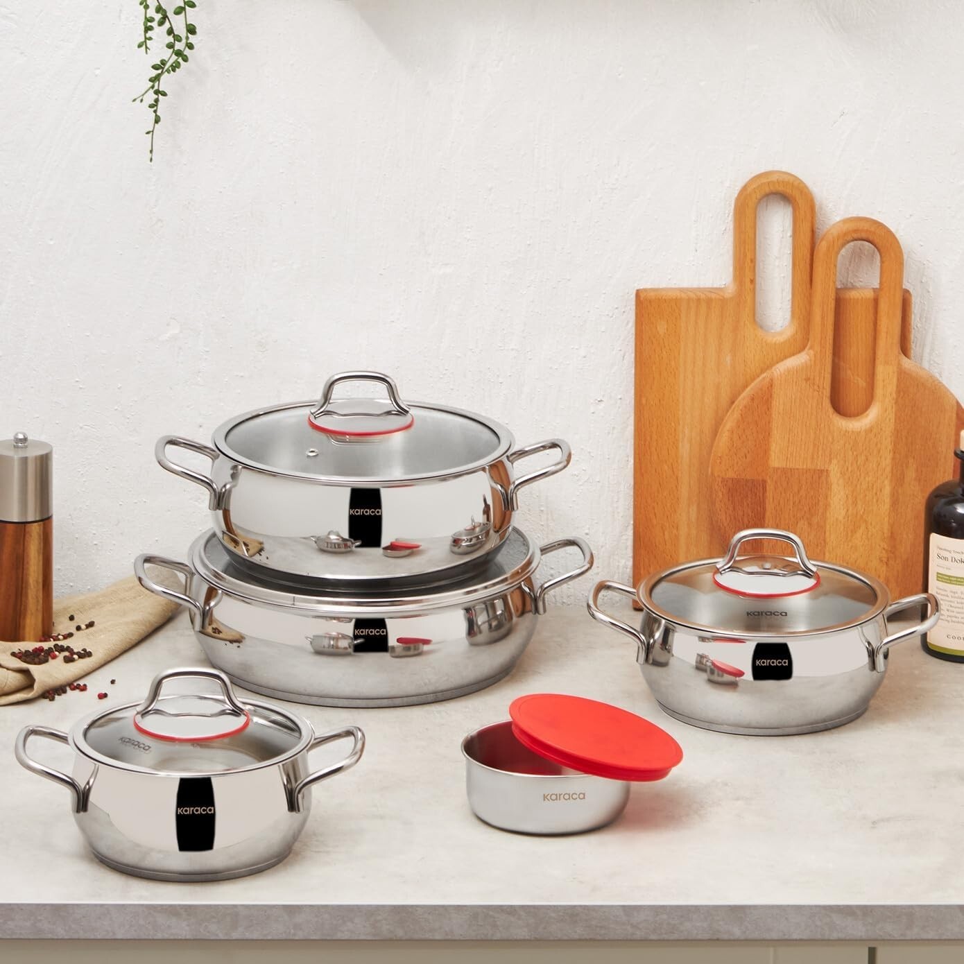 Durable 10-Piece Stainless Steel Cookware Set - Pot, Deep Pot, Casserole & More