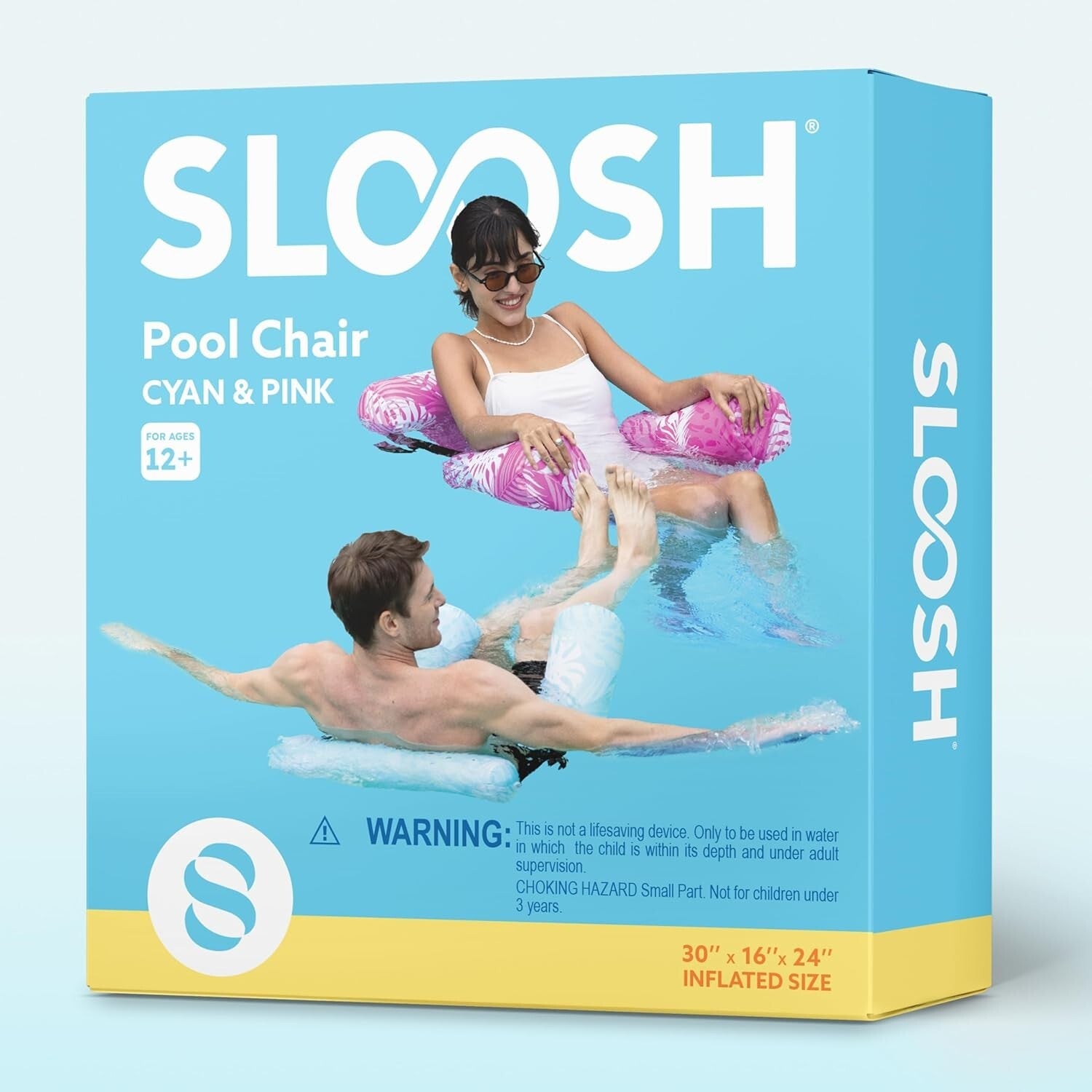 Adult Inflatable Lounge Chairs - 2 Pack, Tropical Pool Floats in Bright Colors