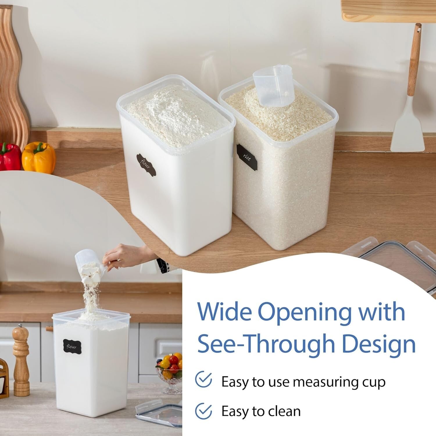 BPA-Free Jumbo Food Storage Containers – 320Oz Set with Included Measuring Cups